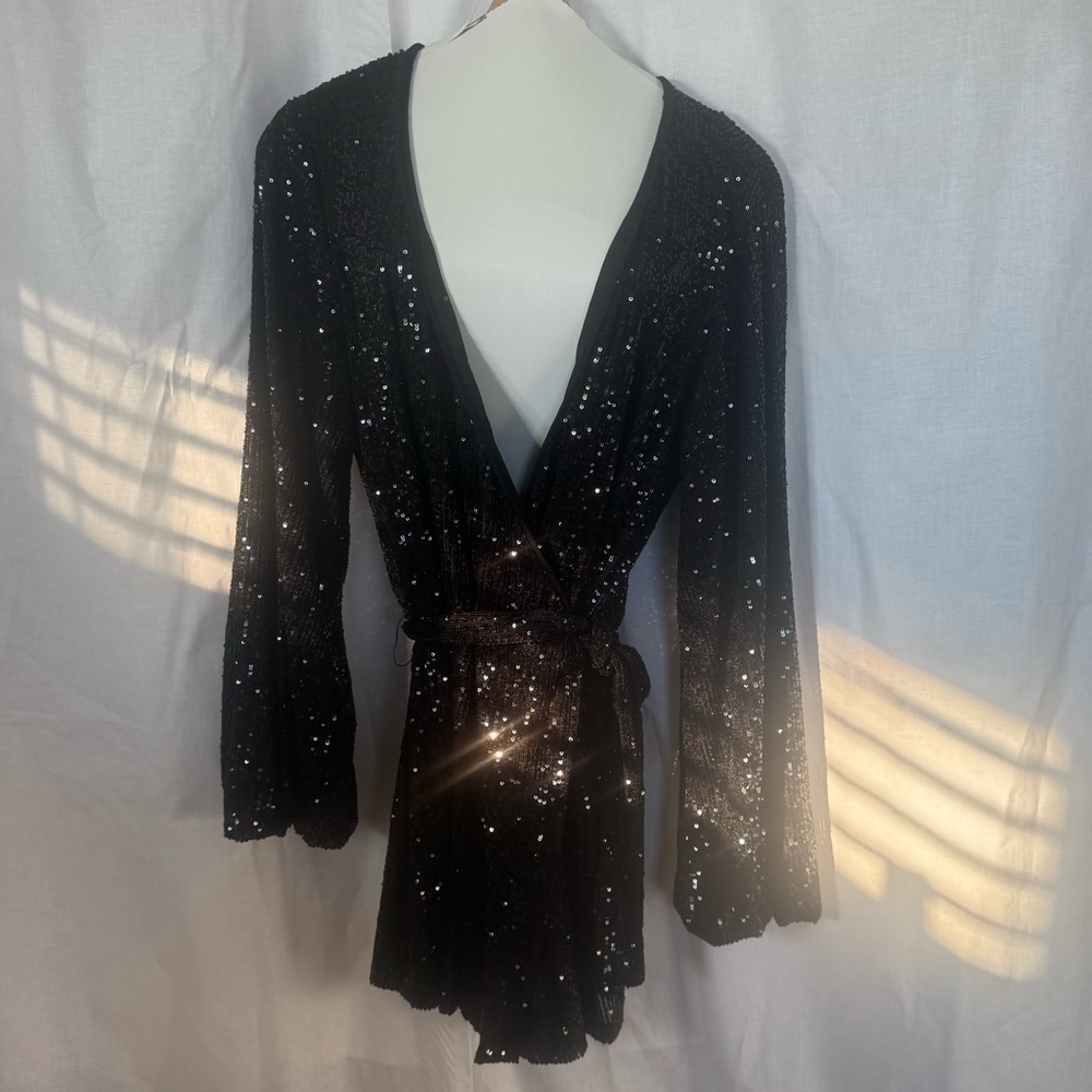 Free people black sequin romper